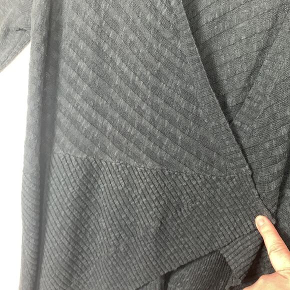 Eileen Fisher womens XS cardigan linen blend gray open front sweater casual mini - Picture 4 of 9